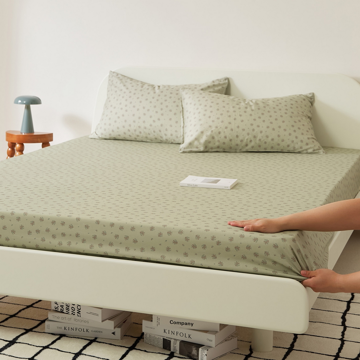 91家纺网 家纺一手货源 找家纺 EH家居 2025新款全棉斜纹印花-青春小调系列单床笠 薄荷微苔花