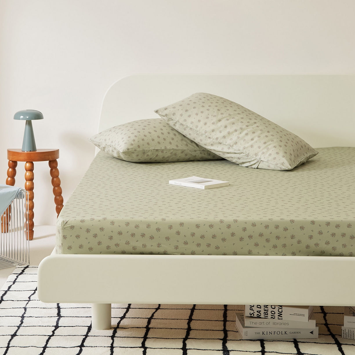 91家纺网 家纺一手货源 找家纺 EH家居 2025新款全棉斜纹印花-青春小调系列单床笠 薄荷微苔花