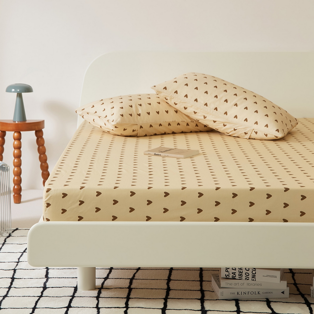 91家纺网 家纺一手货源 找家纺 EH家居 2025新款全棉斜纹印花-青春小调系列单床笠 焦糖心语