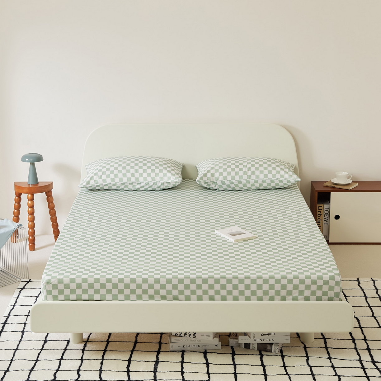 EH家居 2025新款全棉斜纹印花-青春小调系列单床笠 棋盘格-绿