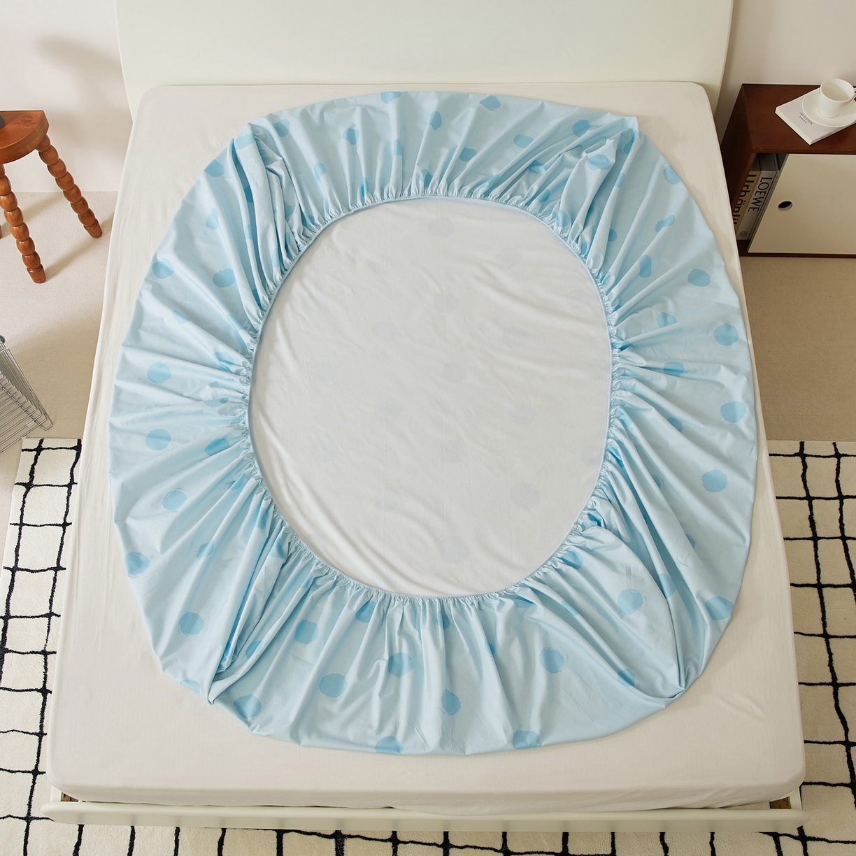 91家纺网 家纺一手货源 找家纺 EH家居 2025新款全棉斜纹印花-青春小调系列单床笠 晴空物语