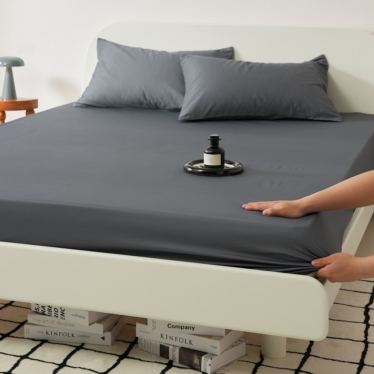 91家纺网 家纺一手货源 找家纺 EH家居 2025新款全棉斜纹印花-青春小调系列单床笠 深色轨迹