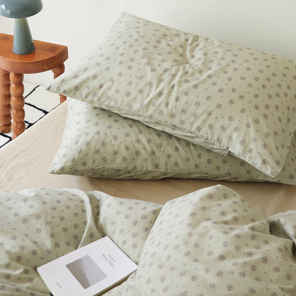 91家纺网 家纺一手货源 找家纺 EH家居 2025新款全棉斜纹印花-青春小调系列单枕套 薄荷微苔花