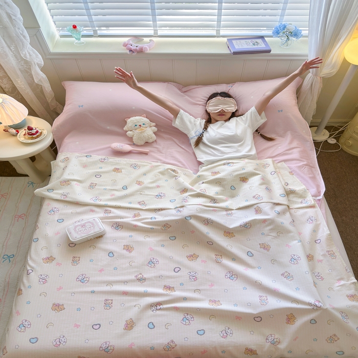 91家纺网 家纺一手货源 找家纺 （总）Sweet dreams甜梦 2025新款全棉纯棉卡通印花睡袋酒店一体式全棉旅行睡袋