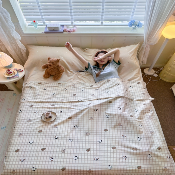 91家纺网 家纺一手货源 找家纺 （总）Sweet dreams甜梦 2025新款全棉纯棉卡通印花睡袋酒店一体式全棉旅行睡袋