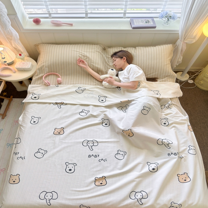 91家纺网 家纺一手货源 找家纺 （总）Sweet dreams甜梦 2025新款全棉纯棉卡通印花睡袋酒店一体式全棉旅行睡袋