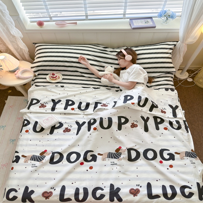 91家纺网 家纺一手货源 找家纺 （总）Sweet dreams甜梦 2025新款全棉纯棉卡通印花睡袋酒店一体式全棉旅行睡袋