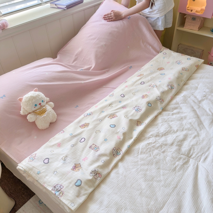 91家纺网 家纺一手货源 找家纺 Sweet dreams甜梦 2025新款全棉纯棉卡通印花睡袋酒店一体式全棉旅行睡袋 抱抱熊