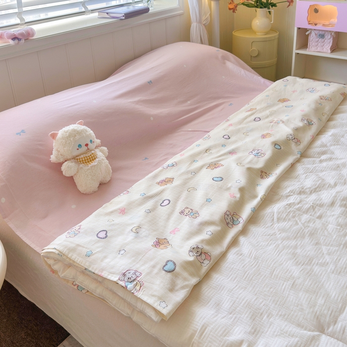 91家纺网 家纺一手货源 找家纺 Sweet dreams甜梦 2025新款全棉纯棉卡通印花睡袋酒店一体式全棉旅行睡袋 抱抱熊