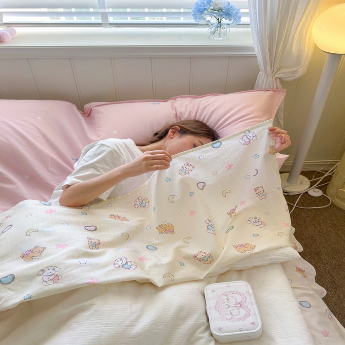 91家纺网 家纺一手货源 找家纺 Sweet dreams甜梦 2025新款全棉纯棉卡通印花睡袋酒店一体式全棉旅行睡袋 抱抱熊