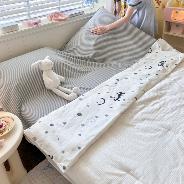 91家纺网 家纺一手货源 找家纺 Sweet dreams甜梦 2025新款全棉纯棉卡通印花睡袋酒店一体式全棉旅行睡袋 波点笑脸