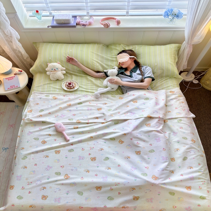 Sweet dreams甜梦 2025新款全棉纯棉卡通印花睡袋酒店一体式全棉旅行睡袋 春日记忆