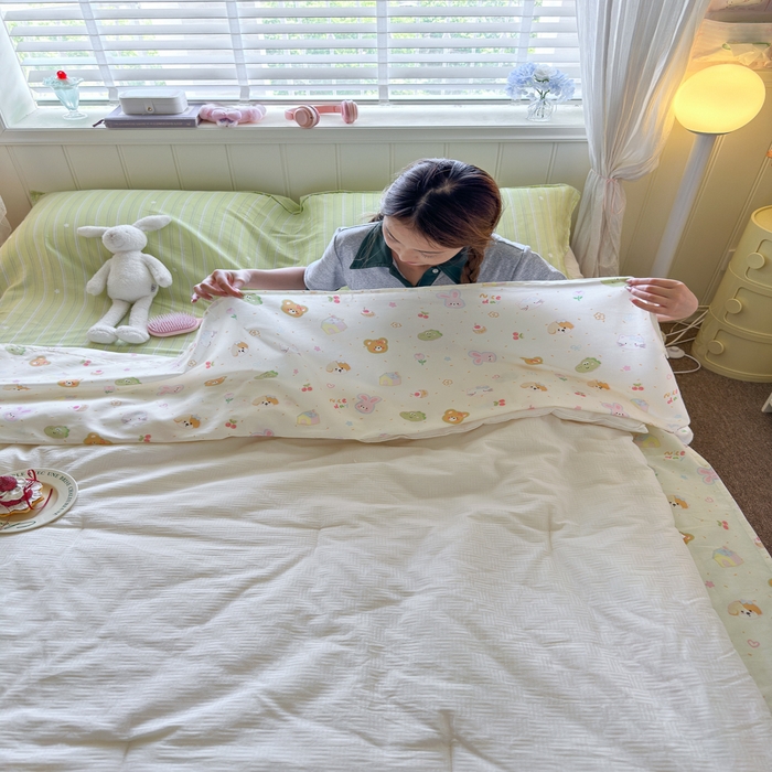 91家纺网 家纺一手货源 找家纺 Sweet dreams甜梦 2025新款全棉纯棉卡通印花睡袋酒店一体式全棉旅行睡袋 春日记忆