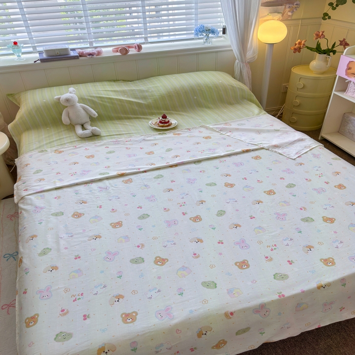 91家纺网 家纺一手货源 找家纺 Sweet dreams甜梦 2025新款全棉纯棉卡通印花睡袋酒店一体式全棉旅行睡袋 春日记忆