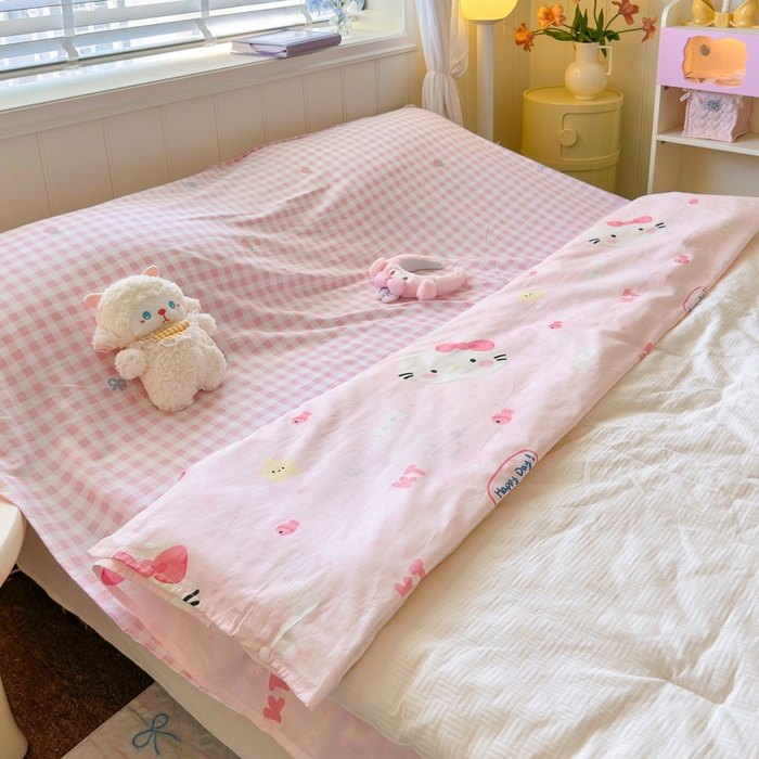 91家纺网 家纺一手货源 找家纺 Sweet dreams甜梦 2025新款全棉纯棉卡通印花睡袋酒店一体式全棉旅行睡袋 粉色猫猫