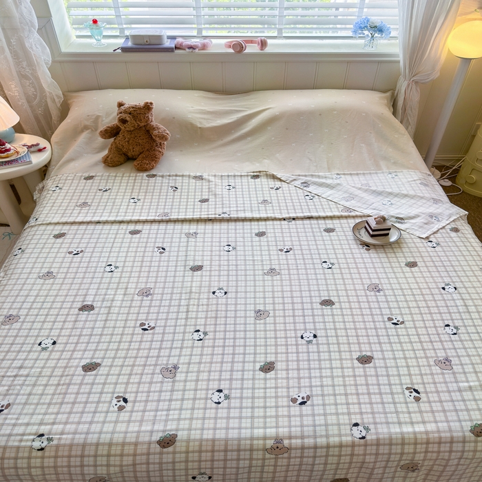 91家纺网 家纺一手货源 找家纺 Sweet dreams甜梦 2025新款全棉纯棉卡通印花睡袋酒店一体式全棉旅行睡袋 格子小狗