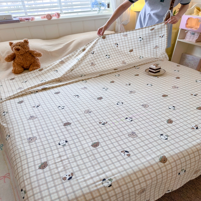 91家纺网 家纺一手货源 找家纺 Sweet dreams甜梦 2025新款全棉纯棉卡通印花睡袋酒店一体式全棉旅行睡袋 格子小狗