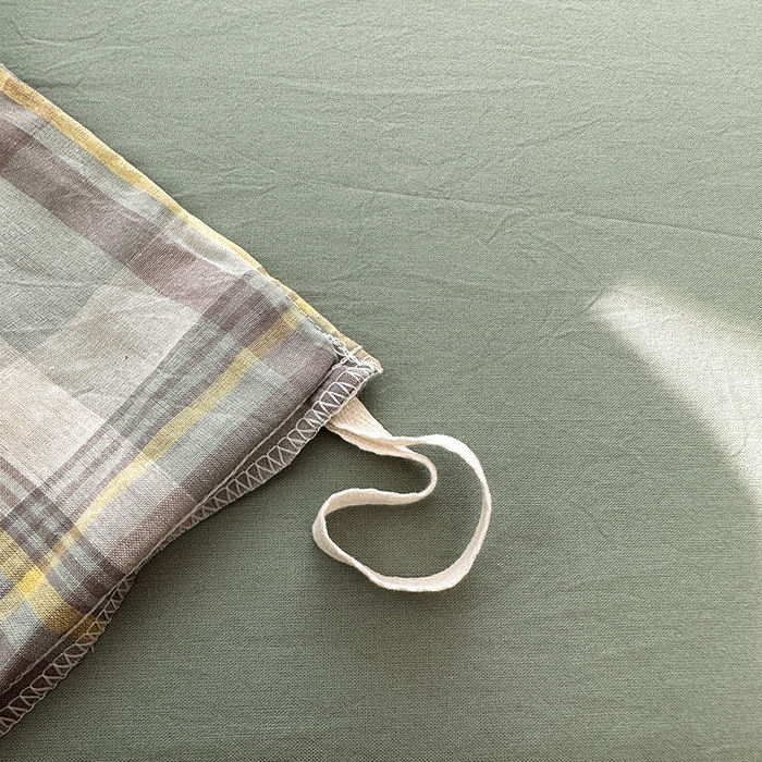 91家纺网 家纺一手货源 找家纺 尚品本色2025年新款简约风全棉水洗棉格子条纹系列四件套 莫妮卡-绿