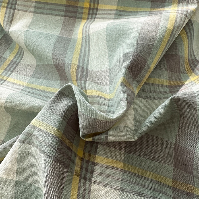 91家纺网 家纺一手货源 找家纺 尚品本色2025年新款简约风全棉水洗棉格子条纹系列四件套 莫妮卡-绿