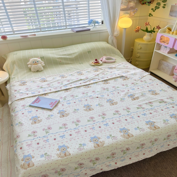 91家纺网 家纺一手货源 找家纺 Sweet dreams甜梦 2025新款全棉纯棉卡通印花睡袋酒店一体式全棉旅行睡袋 花花小狗