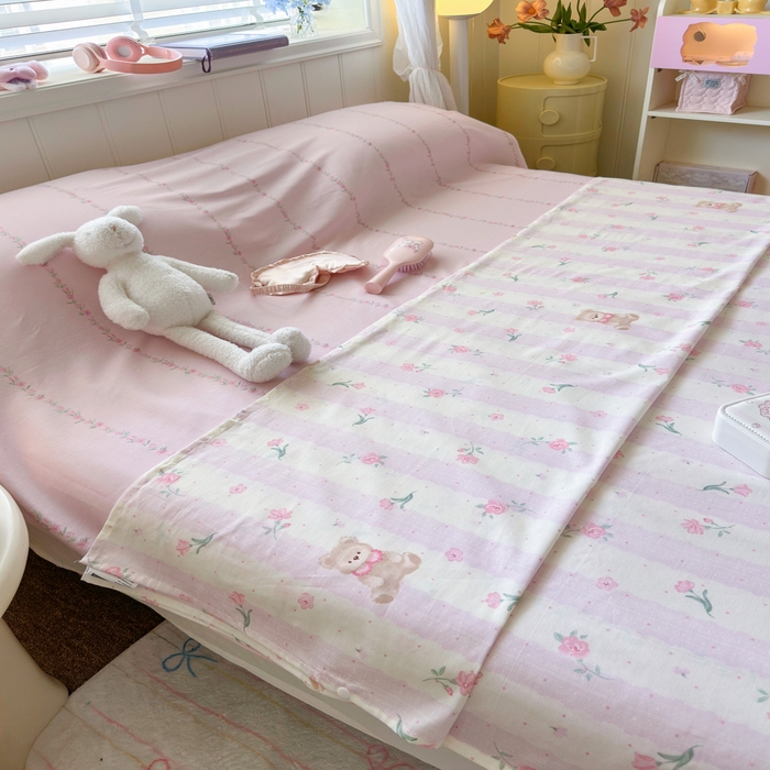 91家纺网 家纺一手货源 找家纺 Sweet dreams甜梦 2025新款全棉纯棉卡通印花睡袋酒店一体式全棉旅行睡袋 花花小熊