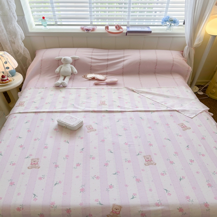 91家纺网 家纺一手货源 找家纺 Sweet dreams甜梦 2025新款全棉纯棉卡通印花睡袋酒店一体式全棉旅行睡袋 花花小熊