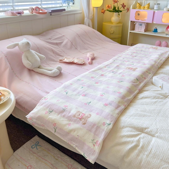 91家纺网 家纺一手货源 找家纺 Sweet dreams甜梦 2025新款全棉纯棉卡通印花睡袋酒店一体式全棉旅行睡袋 花花小熊