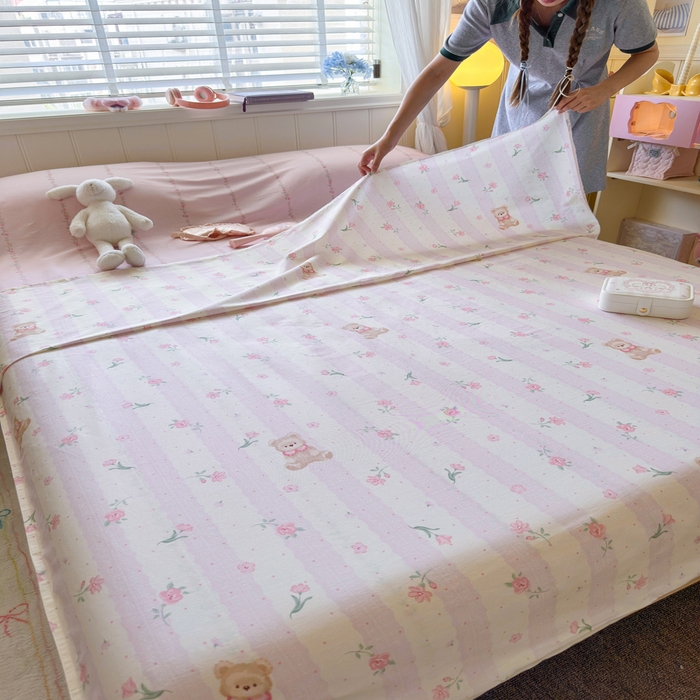 91家纺网 家纺一手货源 找家纺 Sweet dreams甜梦 2025新款全棉纯棉卡通印花睡袋酒店一体式全棉旅行睡袋 花花小熊