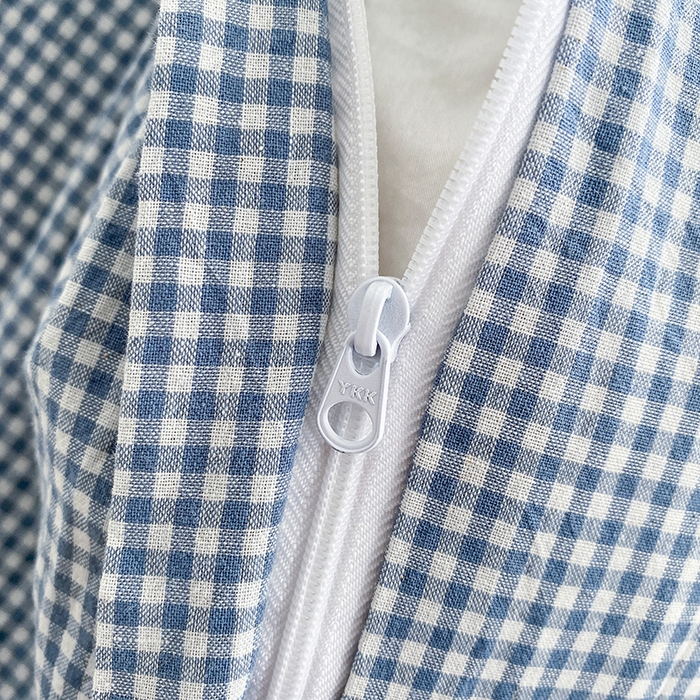 91家纺网 家纺一手货源 找家纺 尚品本色2025年新款简约风全棉水洗棉格子条纹系列四件套 浅蓝密格