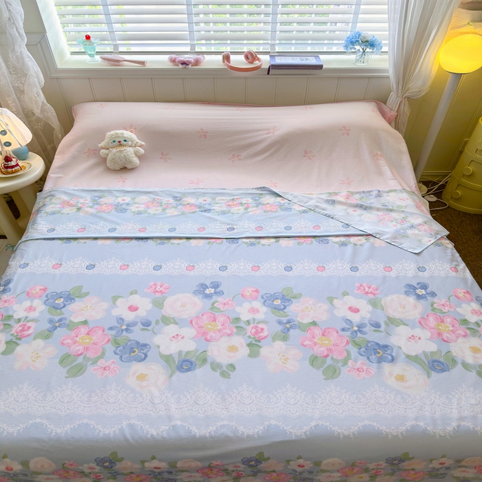 91家纺网 家纺一手货源 找家纺 Sweet dreams甜梦 2025新款全棉纯棉卡通印花睡袋酒店一体式全棉旅行睡袋 花季