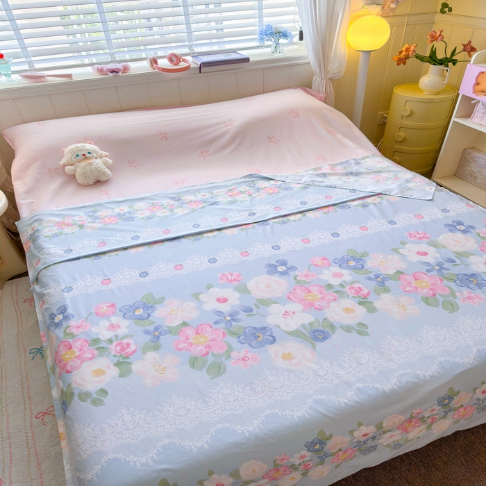 91家纺网 家纺一手货源 找家纺 Sweet dreams甜梦 2025新款全棉纯棉卡通印花睡袋酒店一体式全棉旅行睡袋 花季