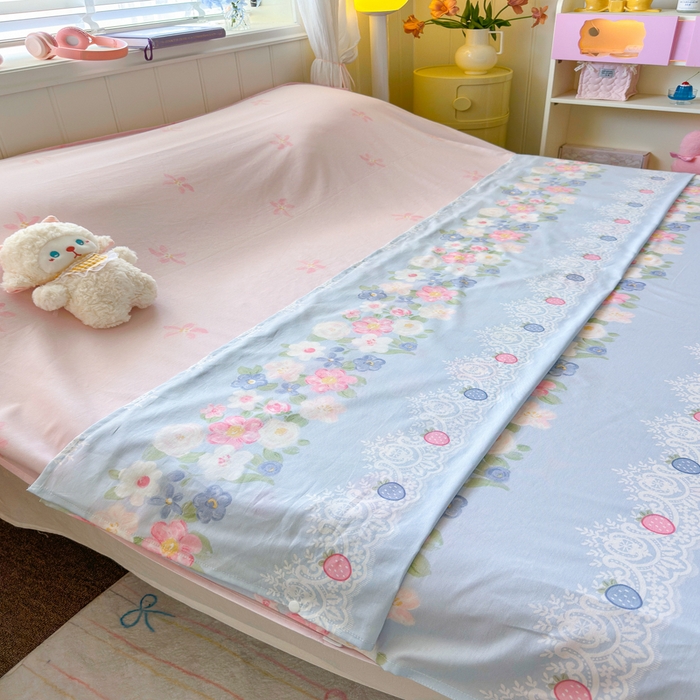 91家纺网 家纺一手货源 找家纺 Sweet dreams甜梦 2025新款全棉纯棉卡通印花睡袋酒店一体式全棉旅行睡袋 花季