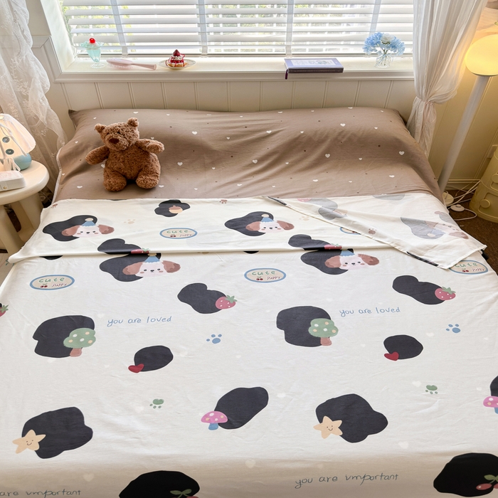 91家纺网 家纺一手货源 找家纺 Sweet dreams甜梦 2025新款全棉纯棉卡通印花睡袋酒店一体式全棉旅行睡袋 蘑菇小狗