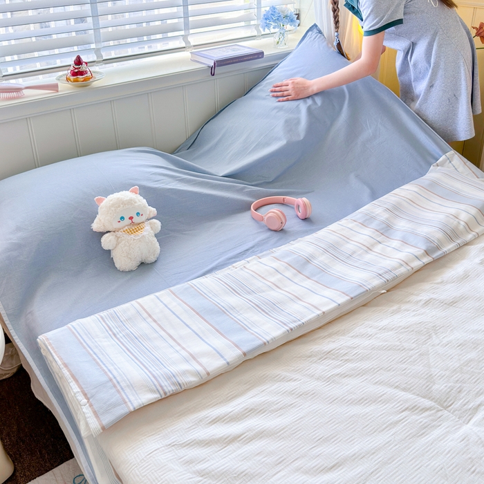 91家纺网 家纺一手货源 找家纺 Sweet dreams甜梦 2025新款全棉纯棉卡通印花睡袋酒店一体式全棉旅行睡袋 时尚条纹