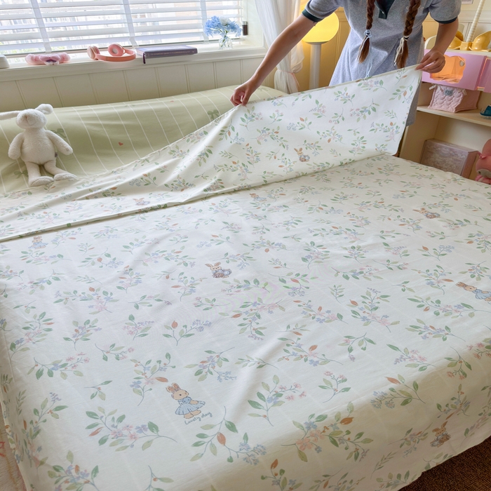 91家纺网 家纺一手货源 找家纺 Sweet dreams甜梦 2025新款全棉纯棉卡通印花睡袋酒店一体式全棉旅行睡袋 田园小兔