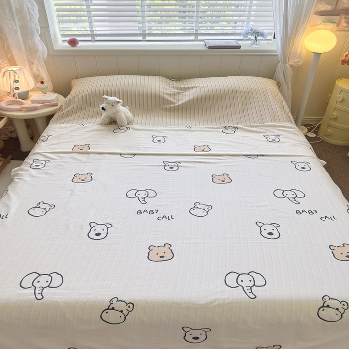 91家纺网 家纺一手货源 找家纺 Sweet dreams甜梦 2025新款全棉纯棉卡通印花睡袋酒店一体式全棉旅行睡袋 小象与熊