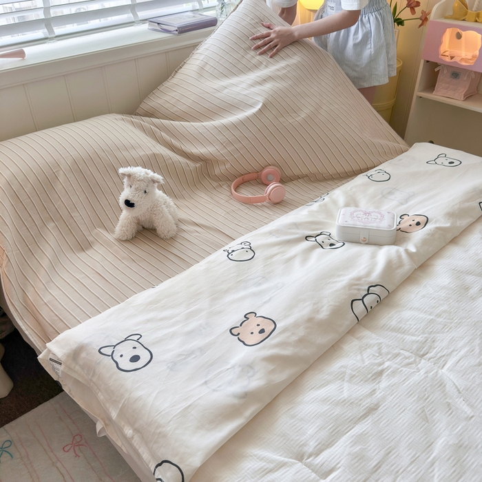 91家纺网 家纺一手货源 找家纺 Sweet dreams甜梦 2025新款全棉纯棉卡通印花睡袋酒店一体式全棉旅行睡袋 小象与熊