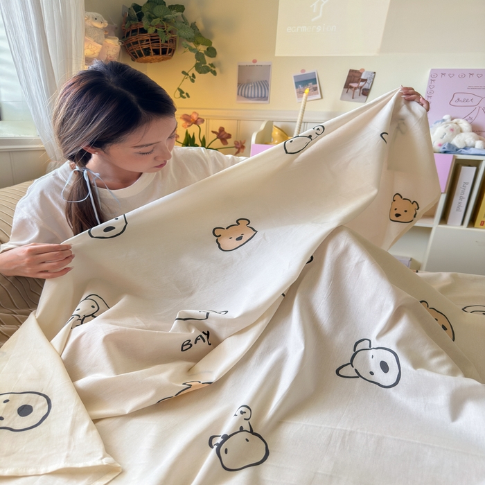 91家纺网 家纺一手货源 找家纺 Sweet dreams甜梦 2025新款全棉纯棉卡通印花睡袋酒店一体式全棉旅行睡袋 小象与熊