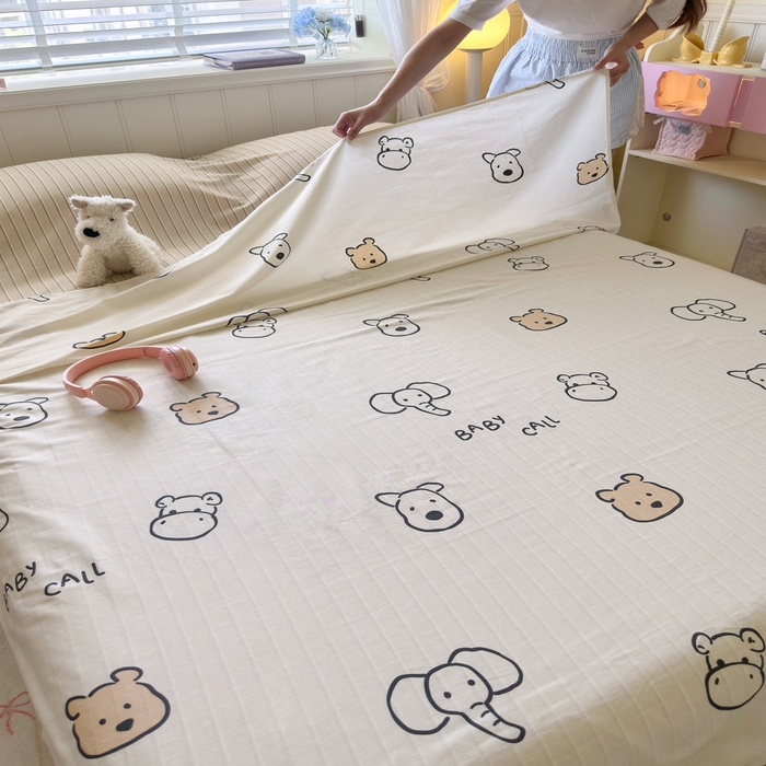 91家纺网 家纺一手货源 找家纺 Sweet dreams甜梦 2025新款全棉纯棉卡通印花睡袋酒店一体式全棉旅行睡袋 小象与熊