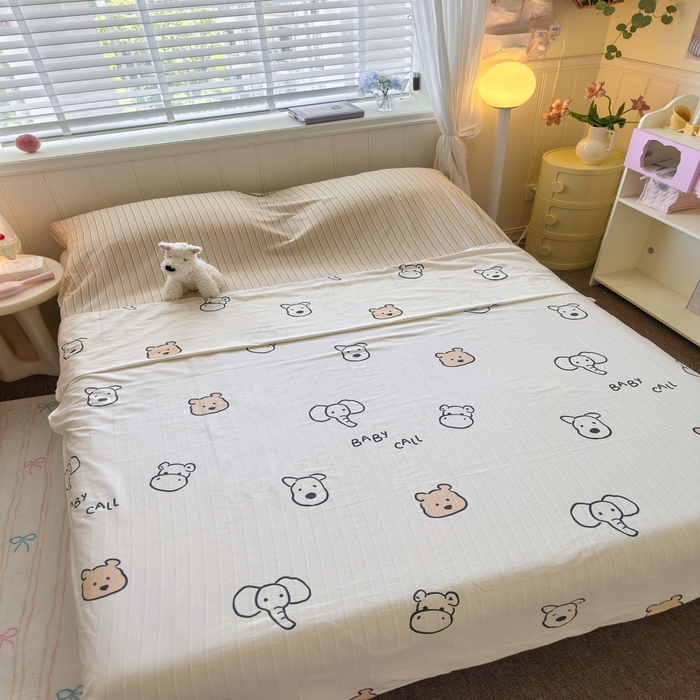 91家纺网 家纺一手货源 找家纺 Sweet dreams甜梦 2025新款全棉纯棉卡通印花睡袋酒店一体式全棉旅行睡袋 小象与熊