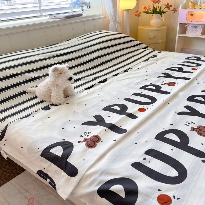 91家纺网 家纺一手货源 找家纺 Sweet dreams甜梦 2025新款全棉纯棉卡通印花睡袋酒店一体式全棉旅行睡袋 字母腊肠狗