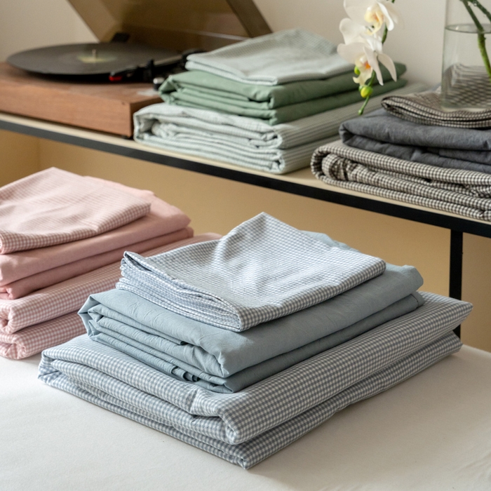 91家纺网 家纺一手货源 找家纺 （总）玖弘家居 2025新款全棉纯棉水洗棉细格单被套