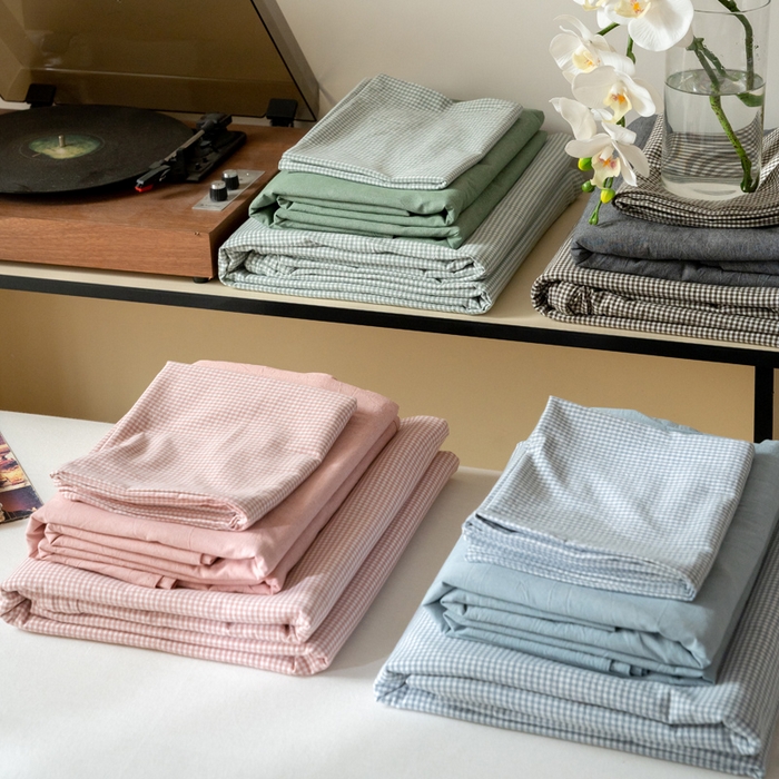 91家纺网 家纺一手货源 找家纺 （总）玖弘家居 2025新款全棉纯棉水洗棉细格单被套