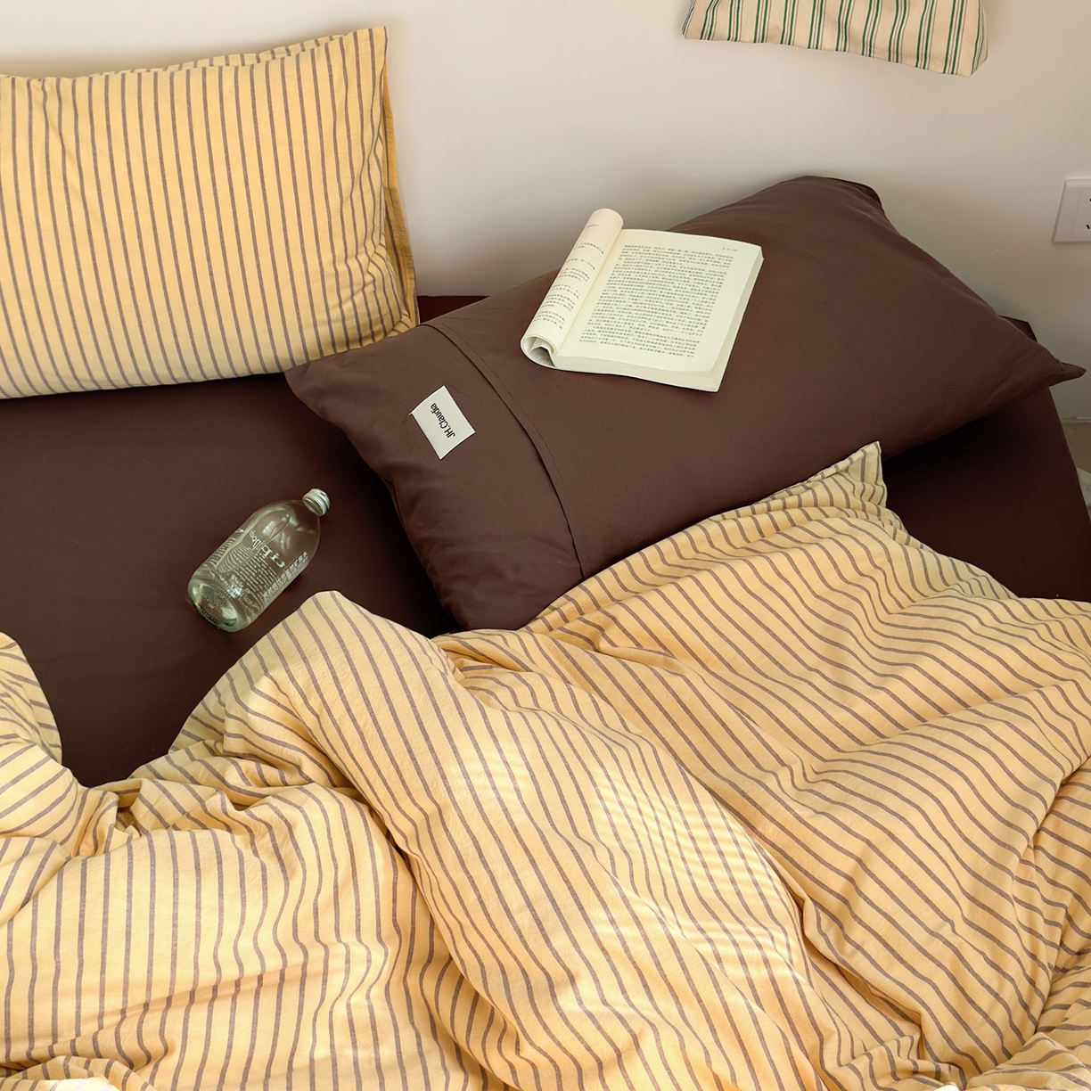 91家纺网 家纺一手货源 找家纺 （总）玖弘家居 2025新款全棉纯棉水洗棉五色条纹混搭四件套