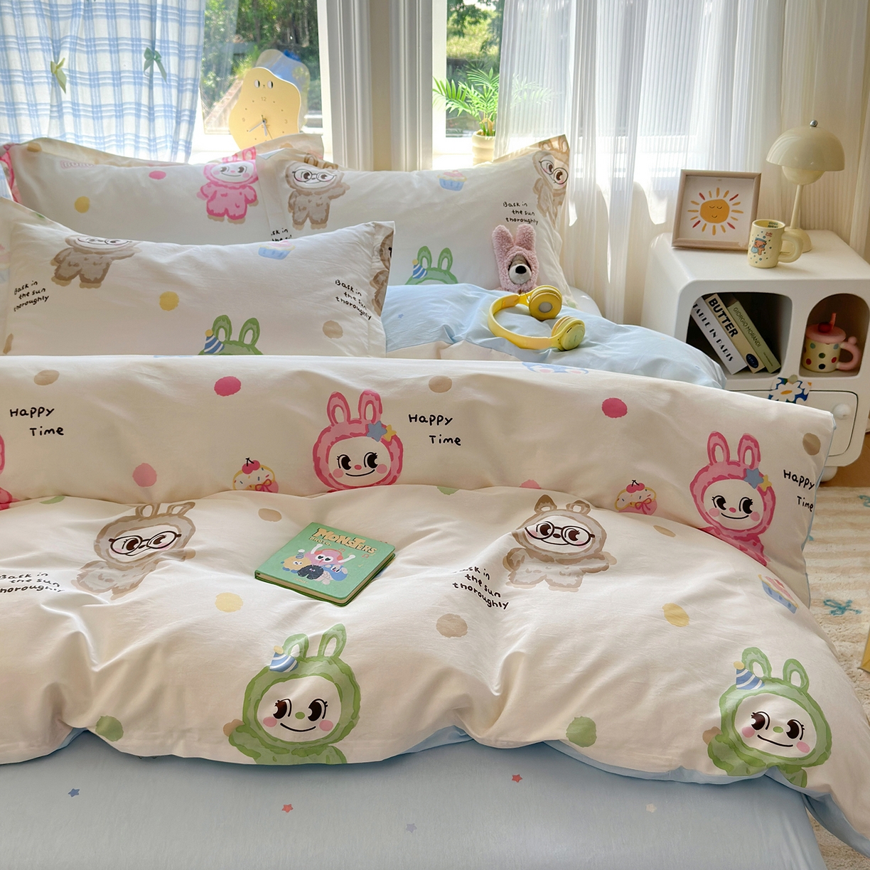 91家纺网 家纺一手货源 找家纺 金盛纺 2025新款全棉印花四件套 彩萌布布