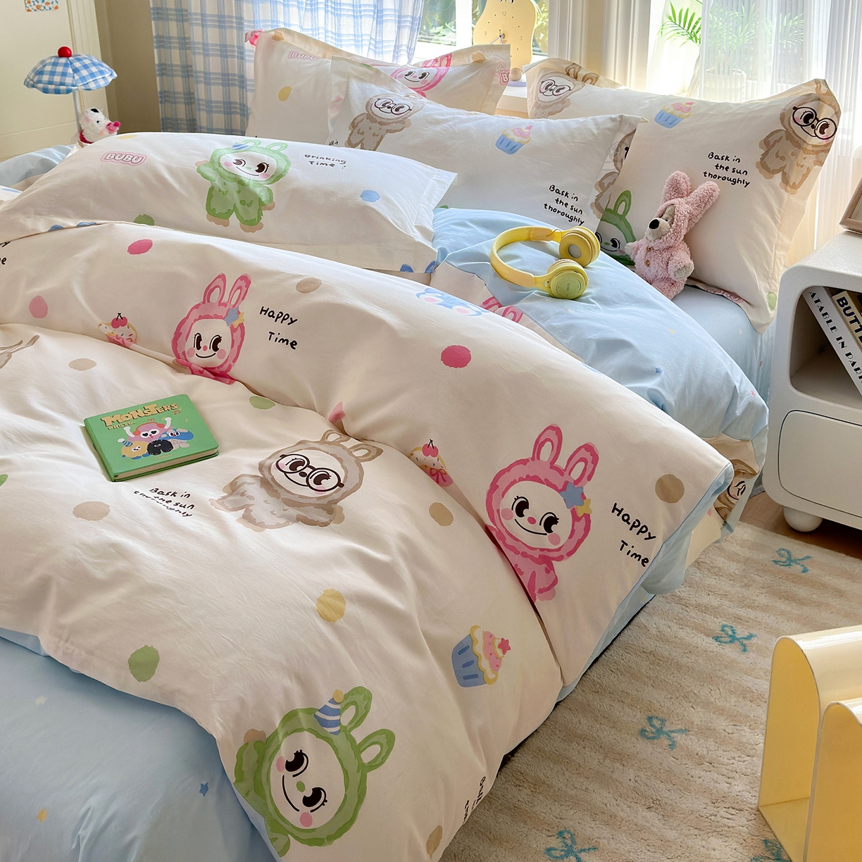 91家纺网 家纺一手货源 找家纺 金盛纺 2025新款全棉印花四件套 彩萌布布