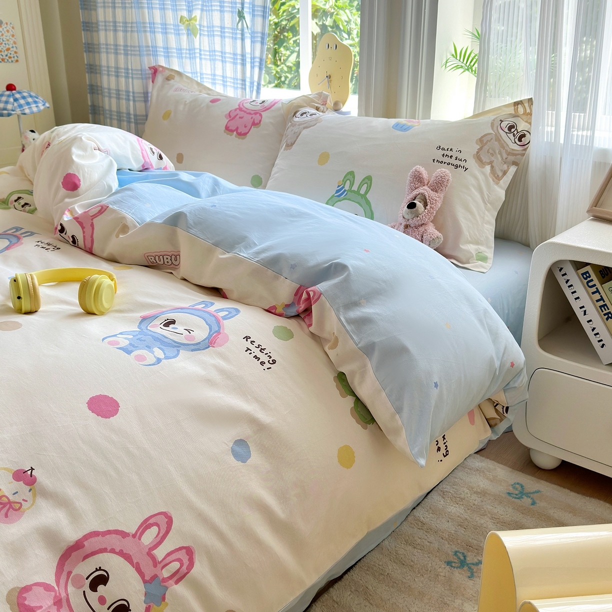 91家纺网 家纺一手货源 找家纺 金盛纺 2025新款全棉印花四件套 彩萌布布