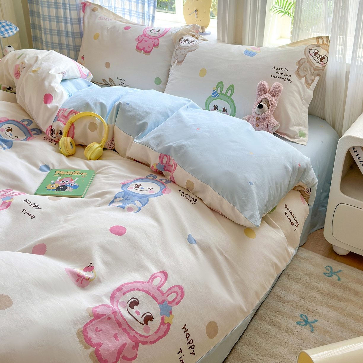 91家纺网 家纺一手货源 找家纺 金盛纺 2025新款全棉印花四件套 彩萌布布