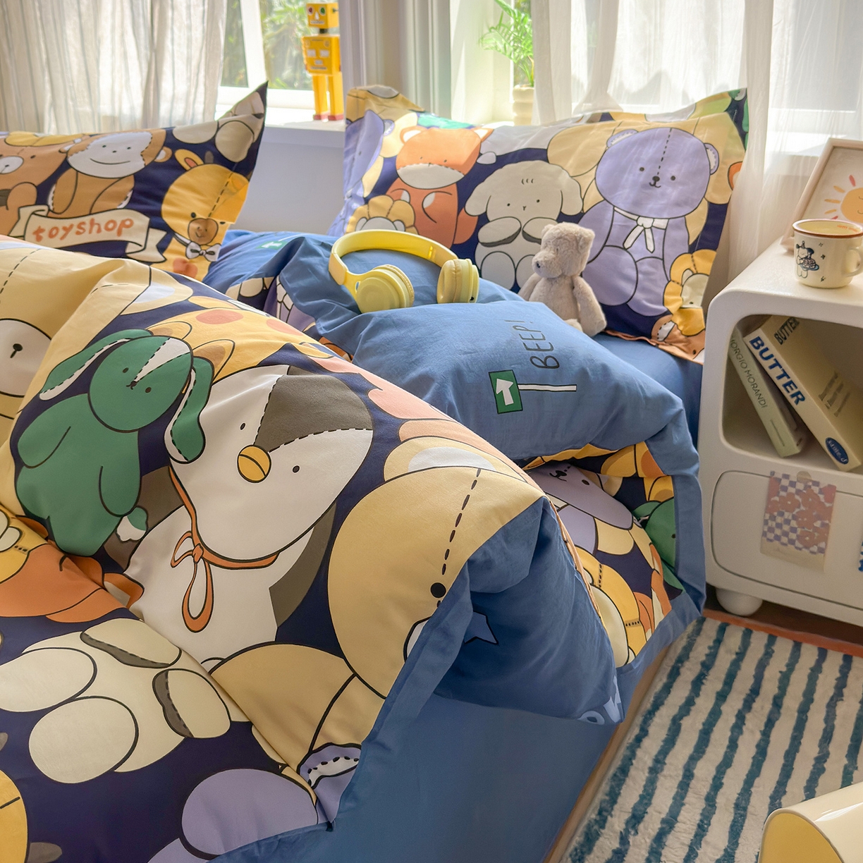 91家纺网 家纺一手货源 找家纺 金盛纺 2025新款全棉印花四件套 动物联盟