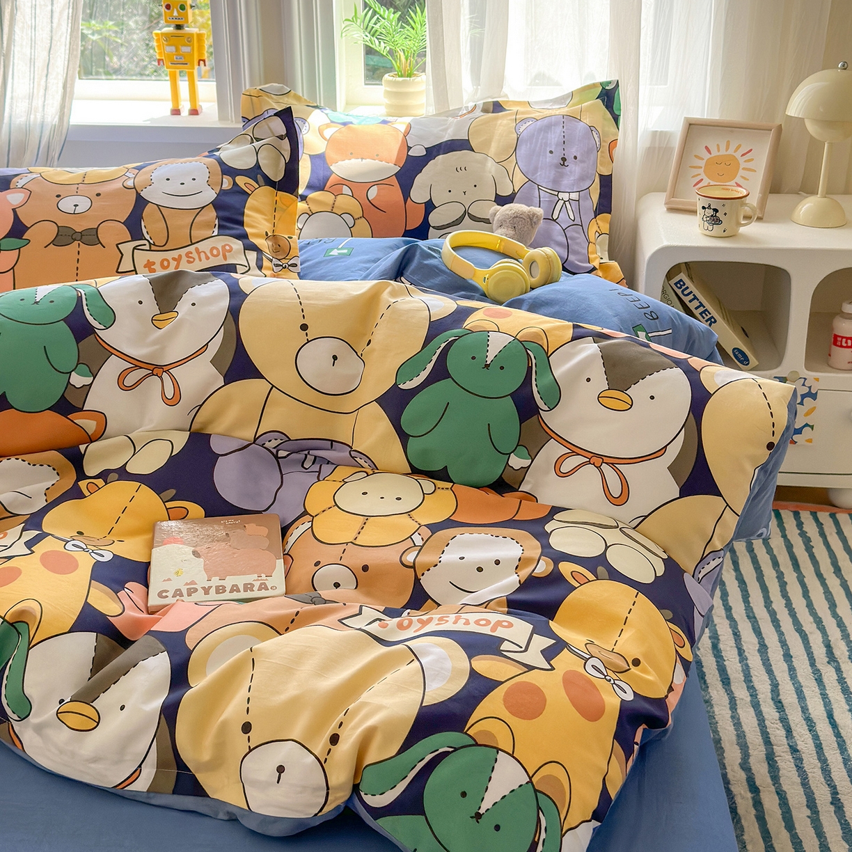 91家纺网 家纺一手货源 找家纺 金盛纺 2025新款全棉印花四件套 动物联盟